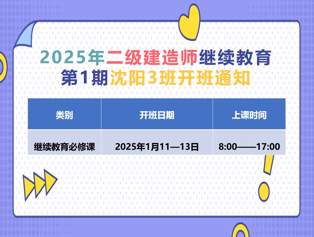 二建沈阳班（1月11-13日）